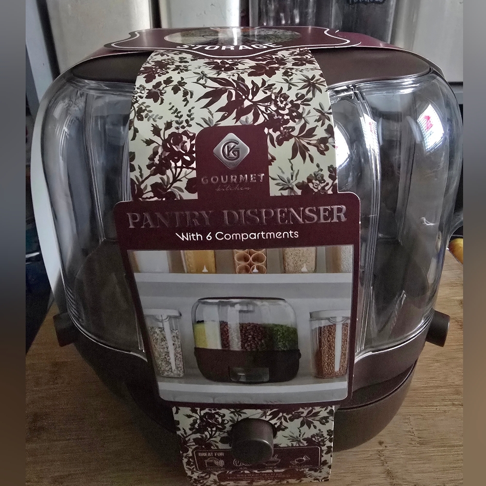 Gourmet Kitchen Pantry Dispenser in Dark Brown and Clear